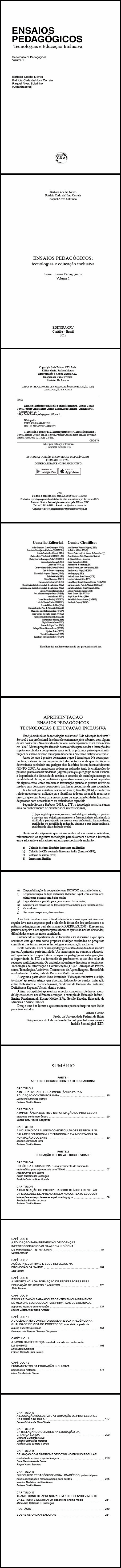 ENSAIOS PEDAGÓGICOS:<br>tecnologias e educação inclusiva – Volume 1